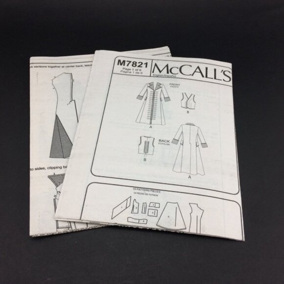 McCalls Costume Pattern 7821  Mens Long Duster Coat Uncut 46-52 Goth Cosplay - Picture 7 of 10